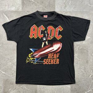 80s Vintage ACDC Shirt Mens XL Heat Seeker World Tour 88 Graphic Band Tee Black